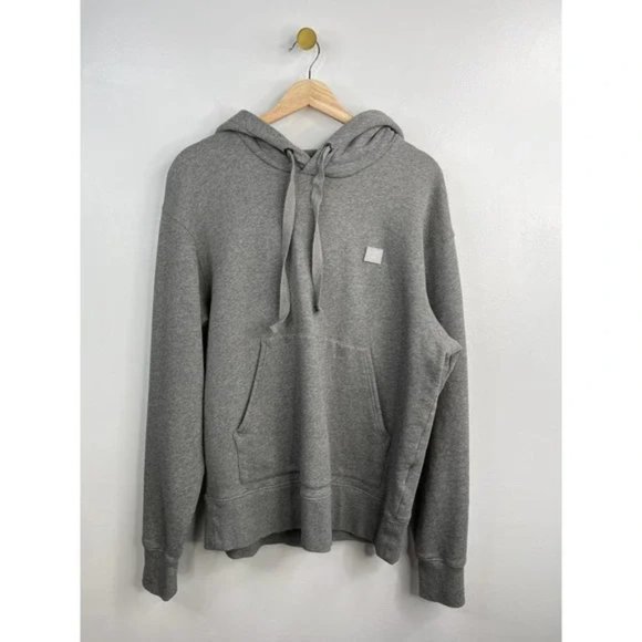 Acne Studios Ferris Face Ribbed Long Sleeve Men's Hoodie Gray Size: Large NWOT - Picture 2 of 8